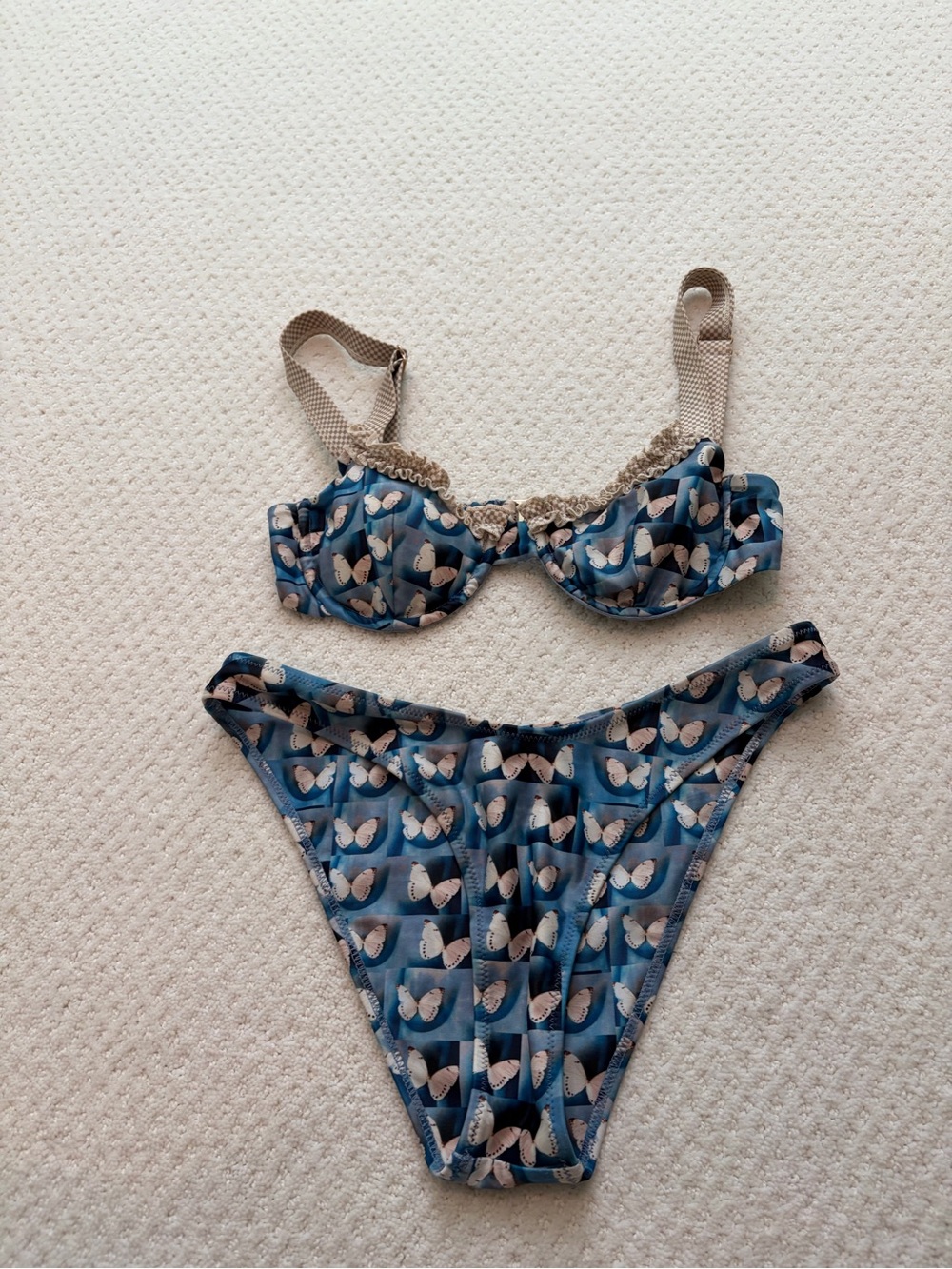 Strawberry Milk Mob Blue Butterfly Bikini Set Women’s Small